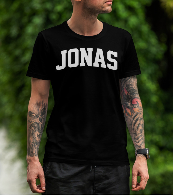 Jonas Name Pride First Last Given Bold White Arch Text T-Shirt