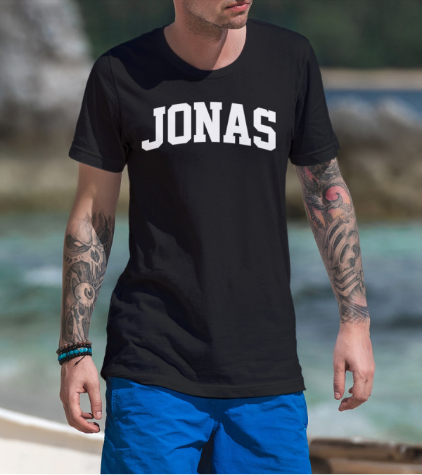 Jonas Name Pride First Last Given Bold White Arch Text T-Shirt