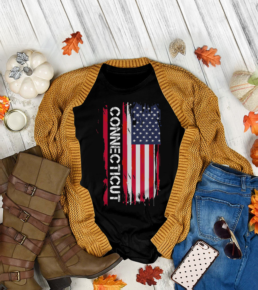 CONNECTICUT American Flag Patriotic T-Shirt