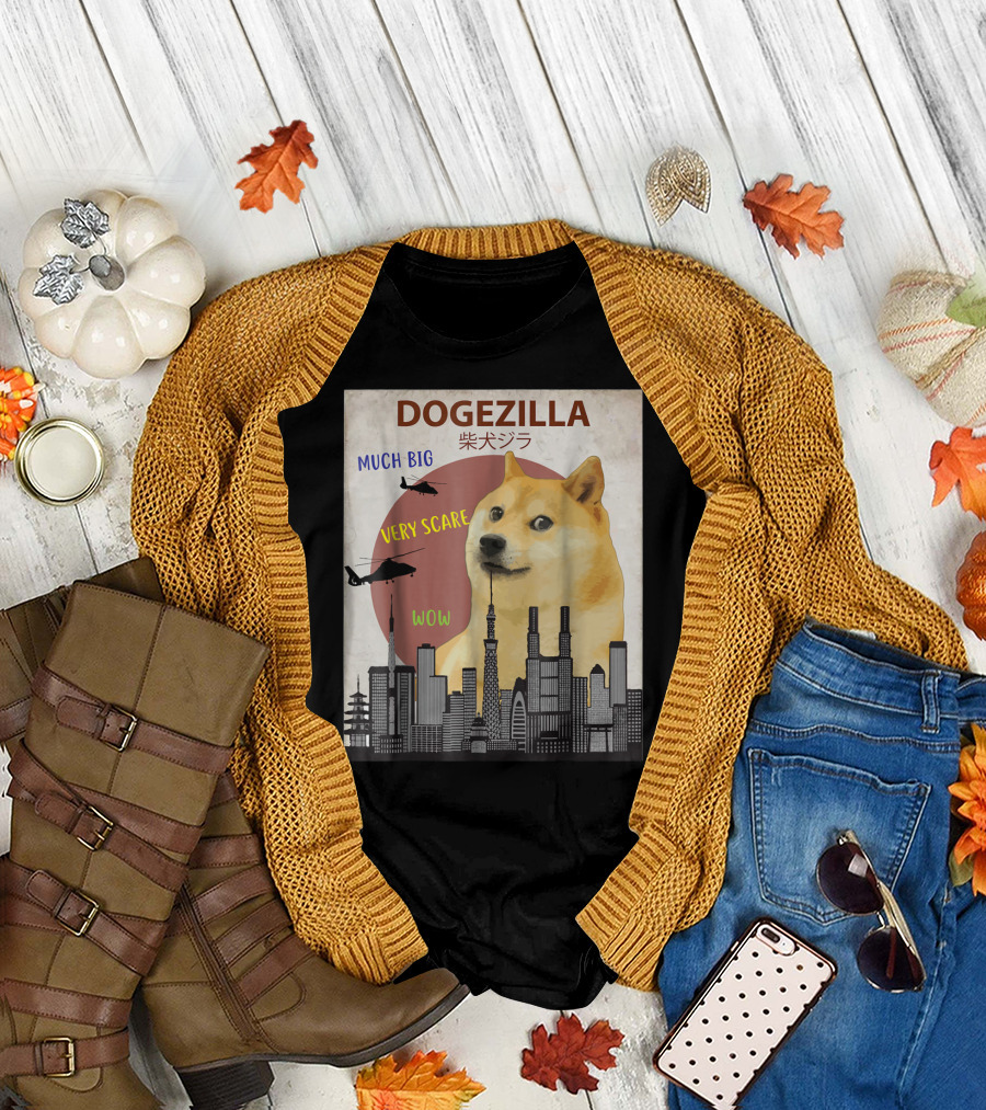 DOGEZILLA Much Big Very Scare Wow Shiba Inu Dog T-Shirt
