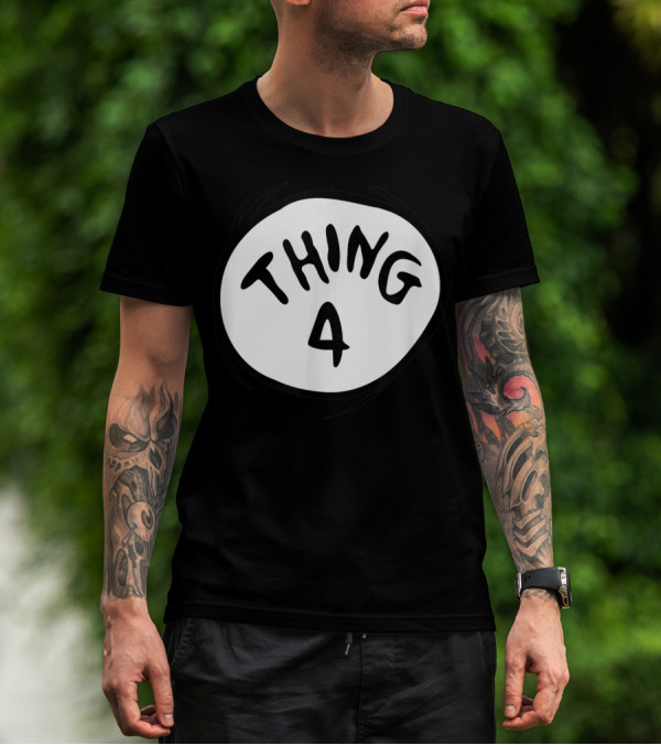 Dr Seuss Thing 4 Emblem In Red And Black Circle T-Shirt