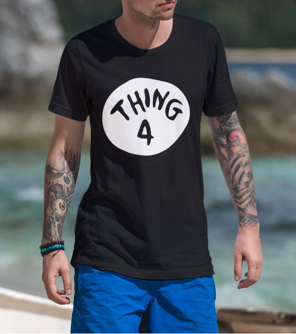 Dr Seuss Thing 4 Emblem In Red And Black Circle T-Shirt