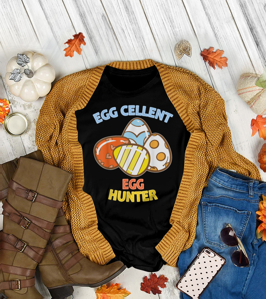 Eggcellent Egg Hunter Colorful Easter Eggs T-Shirt