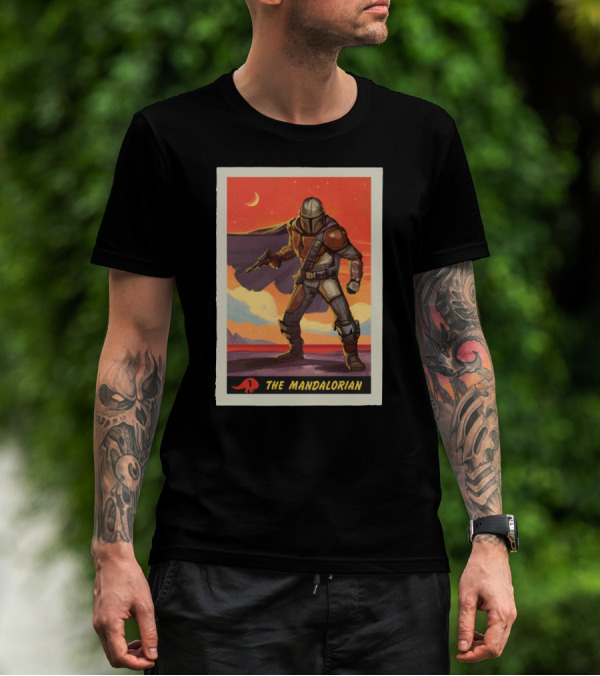 The Mandalorian Vintage Sunset Adventure Scene T-Shirt