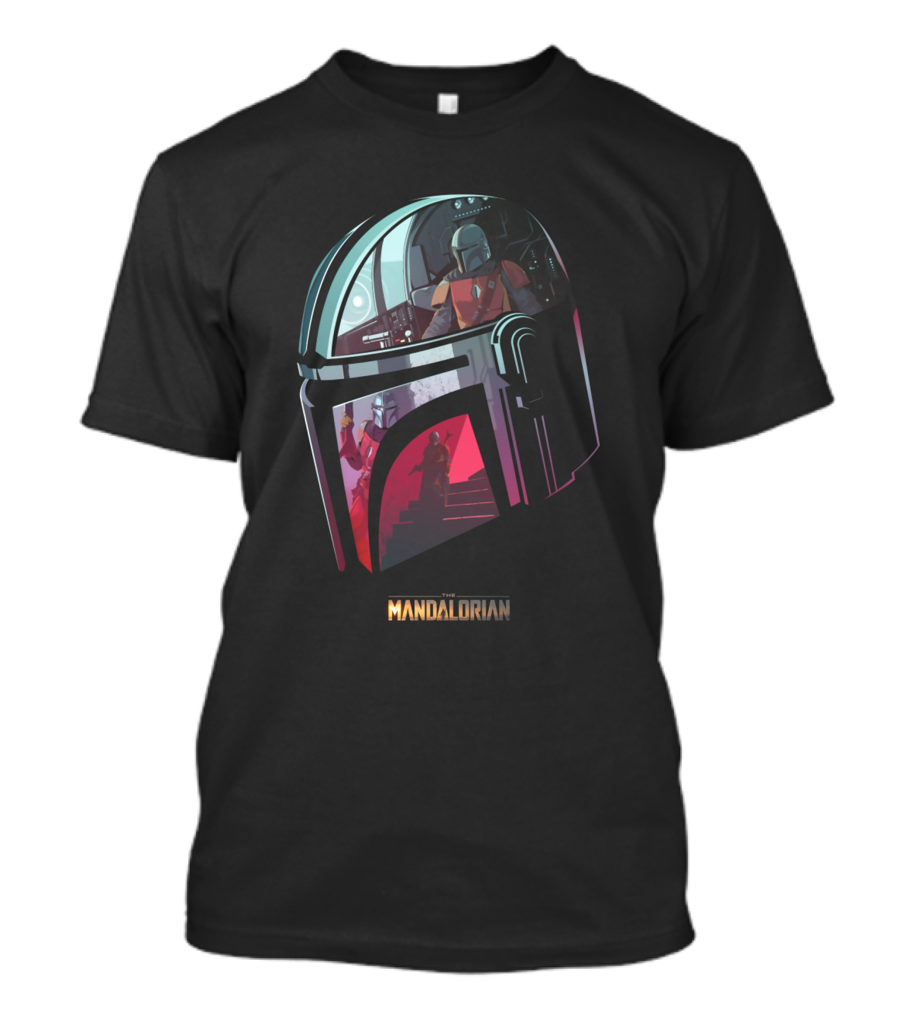 The Mandalorian Helmet Reflection Scene T-Shirt