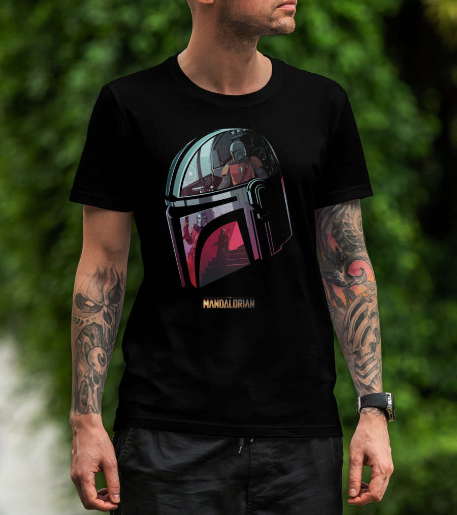 The Mandalorian Helmet Reflection Scene T-Shirt
