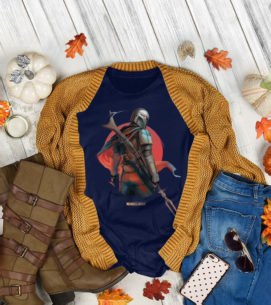 Mandalorian Warrior in Front of Red Sun T-Shirt