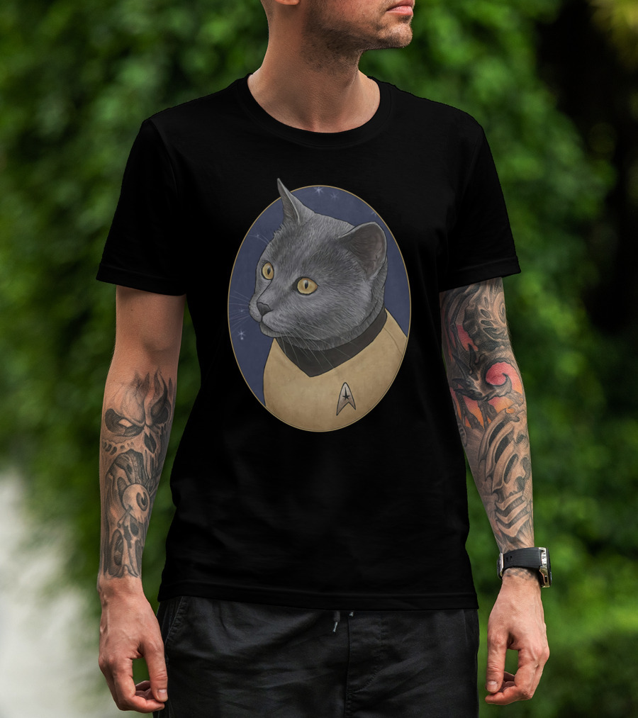 Star Trek Chekov Cat In Starfleet Uniform With Delta Badge T-Shirt