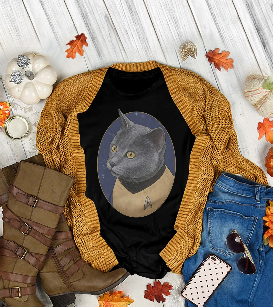 Star Trek Chekov Cat in Starfleet Uniform with Delta Badge T-Shirt