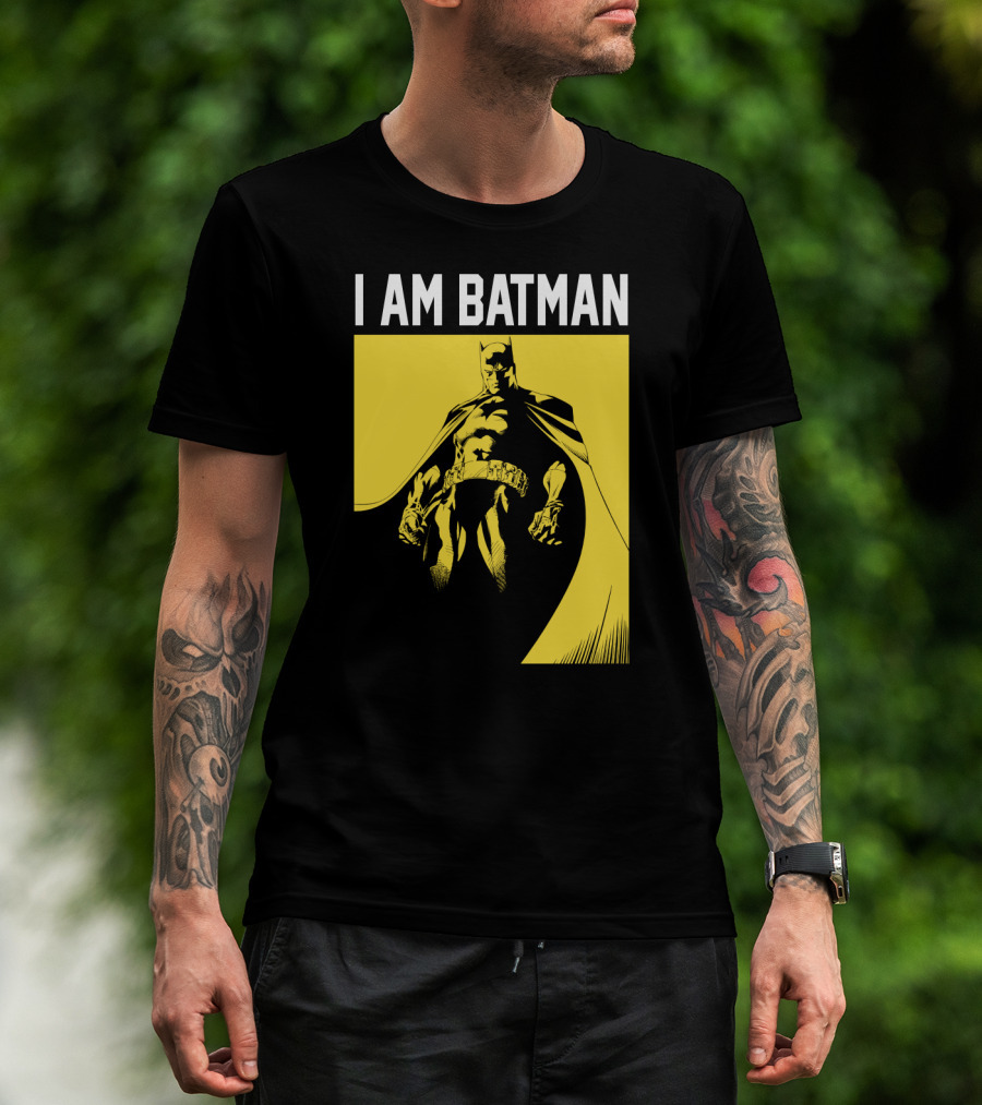 I Am Batman Yellow Black Bold Shadow T-Shirt