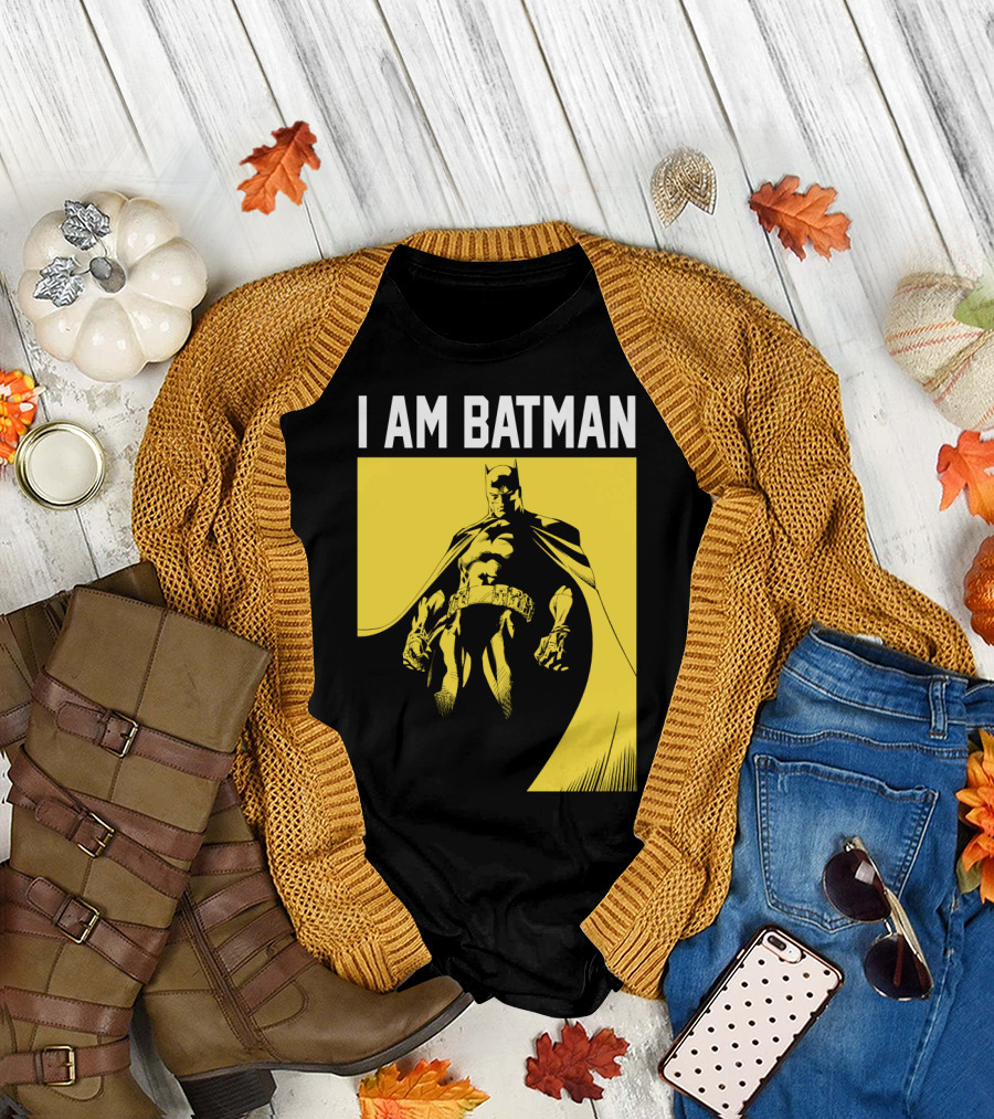I Am Batman Yellow Black Bold Shadow T-Shirt