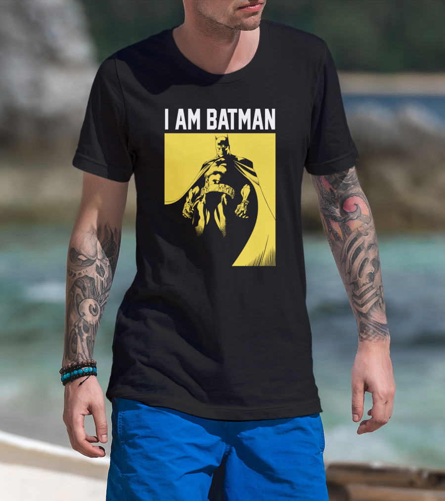 I Am Batman Yellow Black Bold Shadow T-Shirt