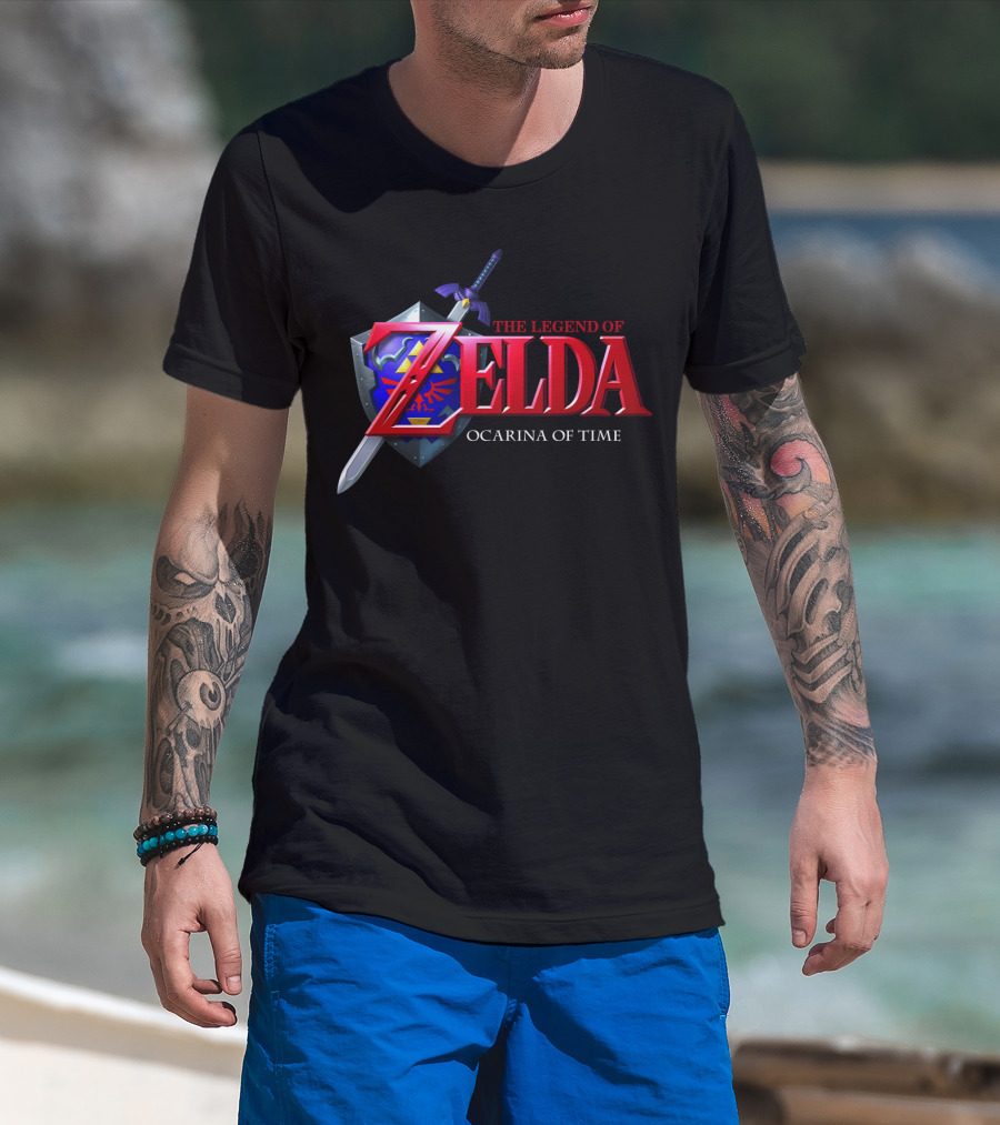 The Legend Of Zelda Ocarina Of Time Master Sword Hylian Shield Emblem T-Shirt