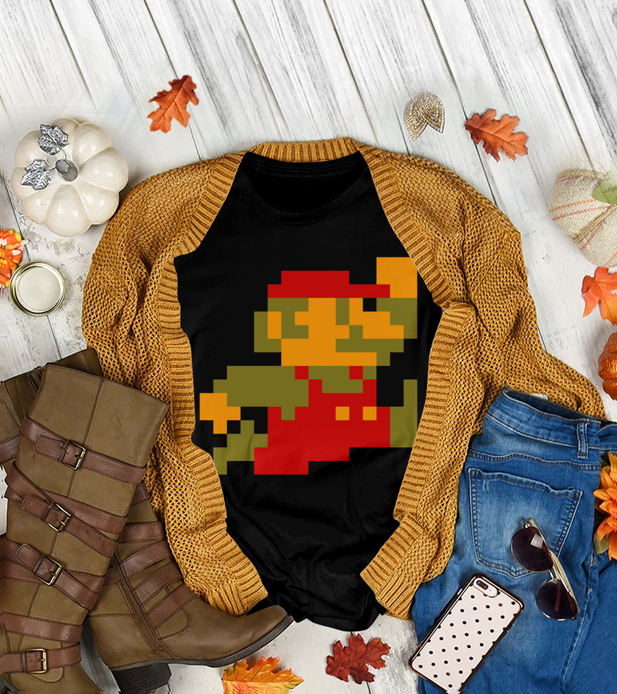 Classic 8-Bit Mario Pixel Art Character T-Shirt