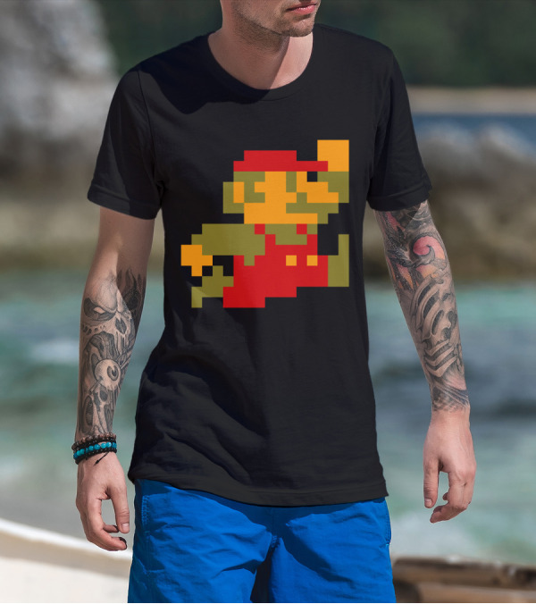 Classic 8-Bit Mario Pixel Art Character T-Shirt