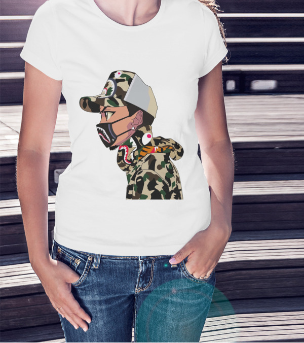 The Boondocks GT Camo Shark Face Mask Hat Hoodie Anime T-Shirt