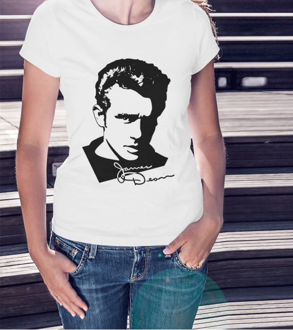 James Dean Portrait With Signature T-Shirt
