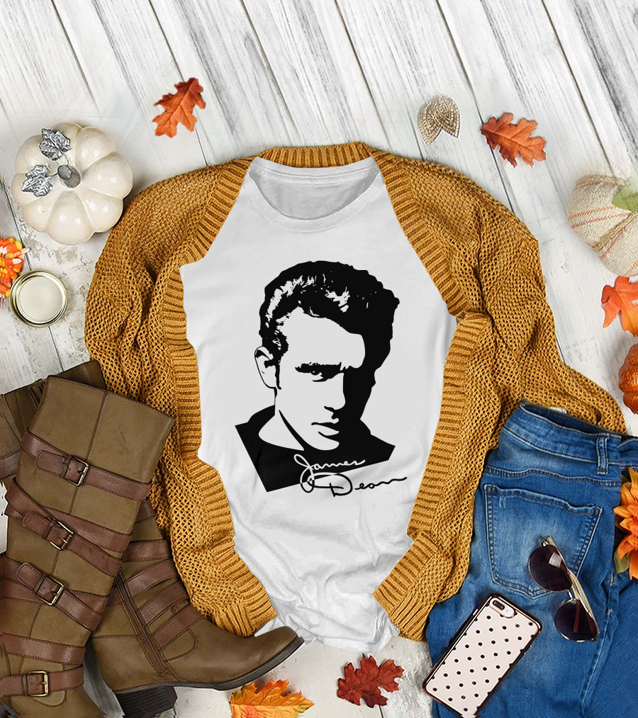 James Dean Portrait with Signature T-Shirt