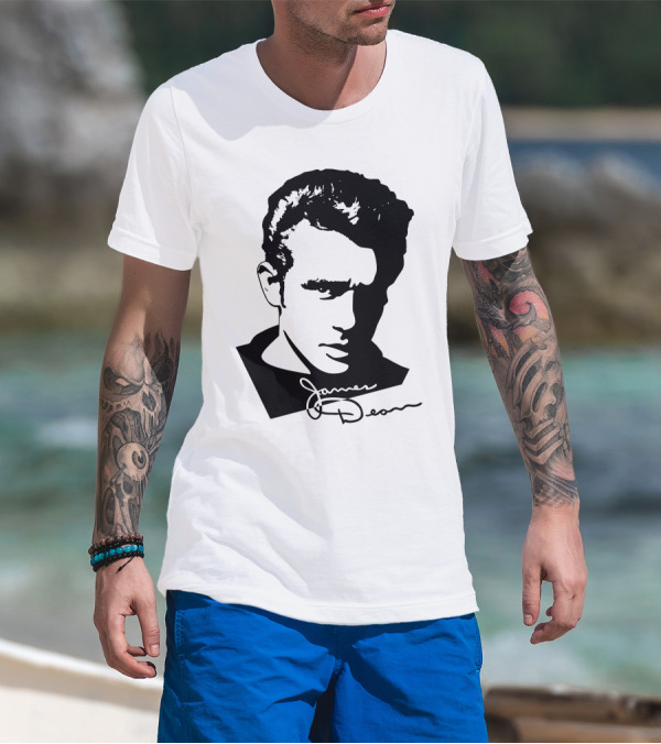 James Dean Portrait With Signature T-Shirt