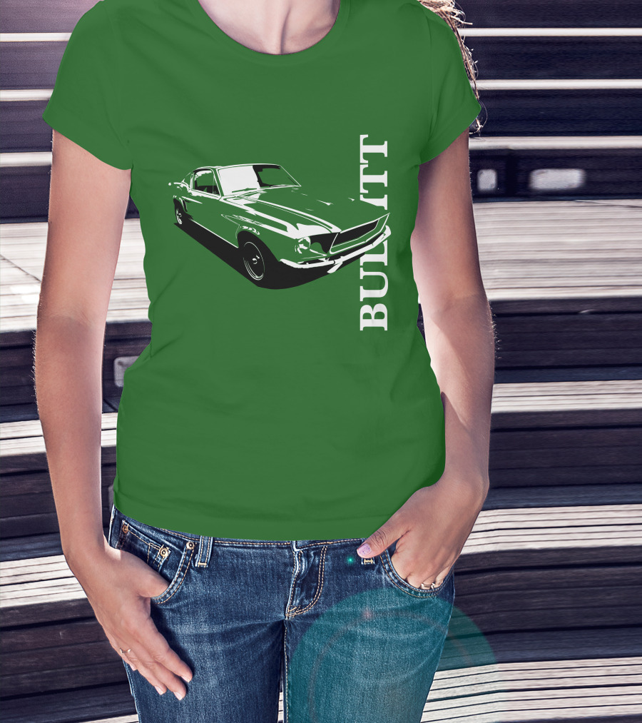 Bullitt Classic Car Green Mustang T-Shirt