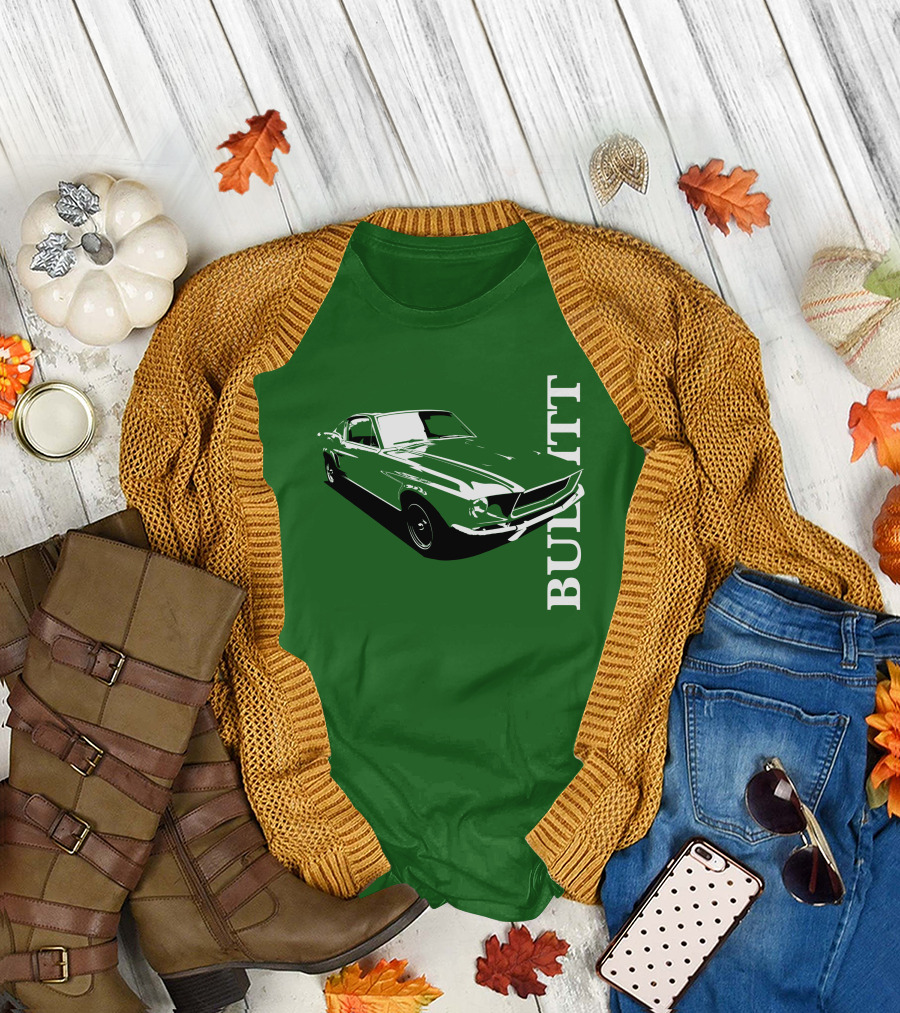 Bullitt Classic Car Green Mustang T-Shirt