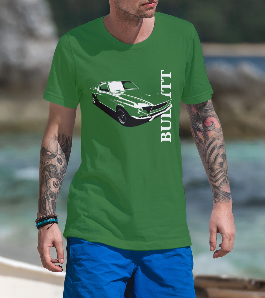 Bullitt Classic Car Green Mustang T-Shirt
