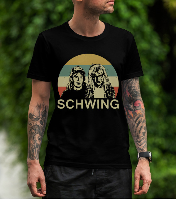 Wayne's World Schwing Retro Vintage Stripes T-Shirt