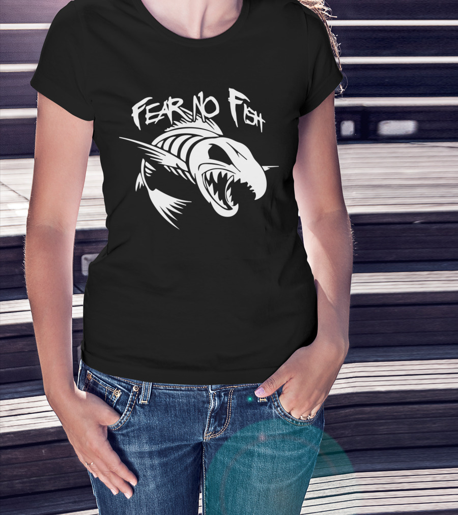 Fear No Fish Aggressive Fish Skeleton T-Shirt