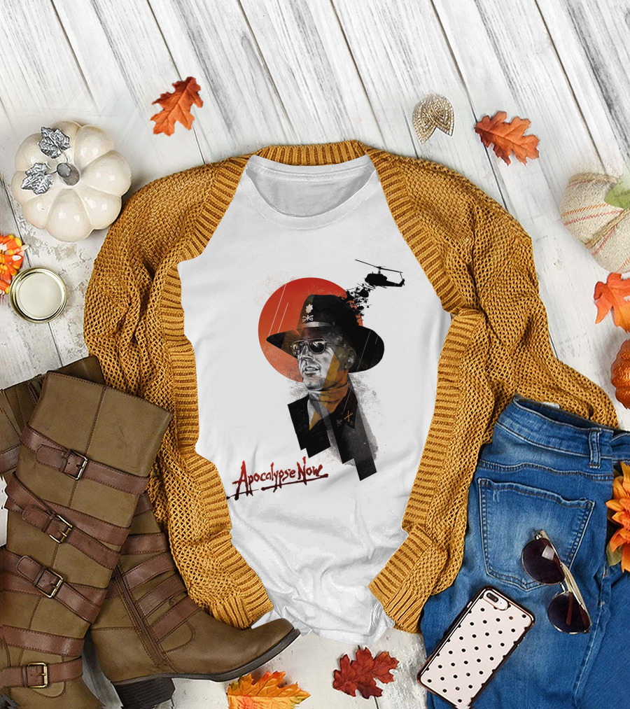 Apocalypse Now Helicopter and Soldier with Red Sun Iconography T-Shirt