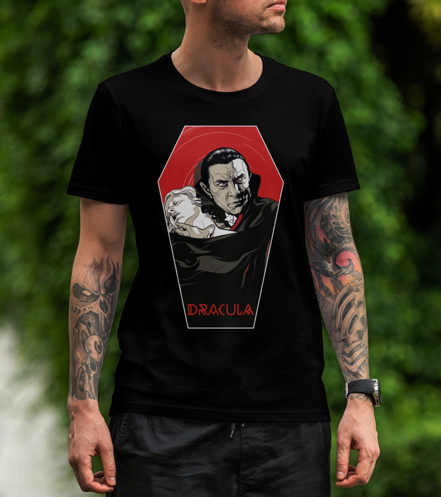 Dracula 1931 Bela Lugosi Vampire Horror Coffin Red Black Iconic Film T-Shirt