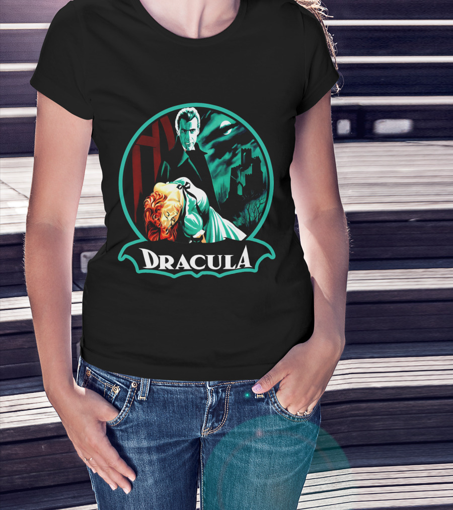 Dracula Bela Lugosi Vintage Horror Gothic Castle Dark Moonlit Night T-Shirt