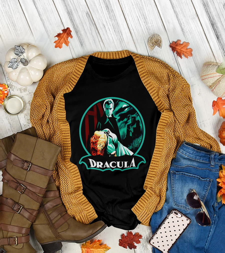 Dracula Bela Lugosi Vintage Horror Gothic Castle Dark Moonlit Night T-Shirt