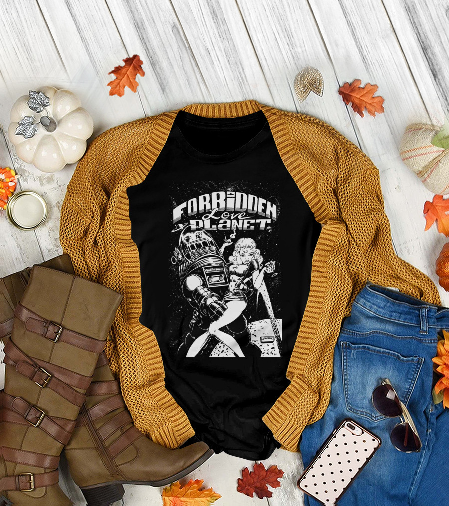 FORBIDDEN LOVE PLANET Sci-Fi Romance Retro Space Adventure T-Shirt