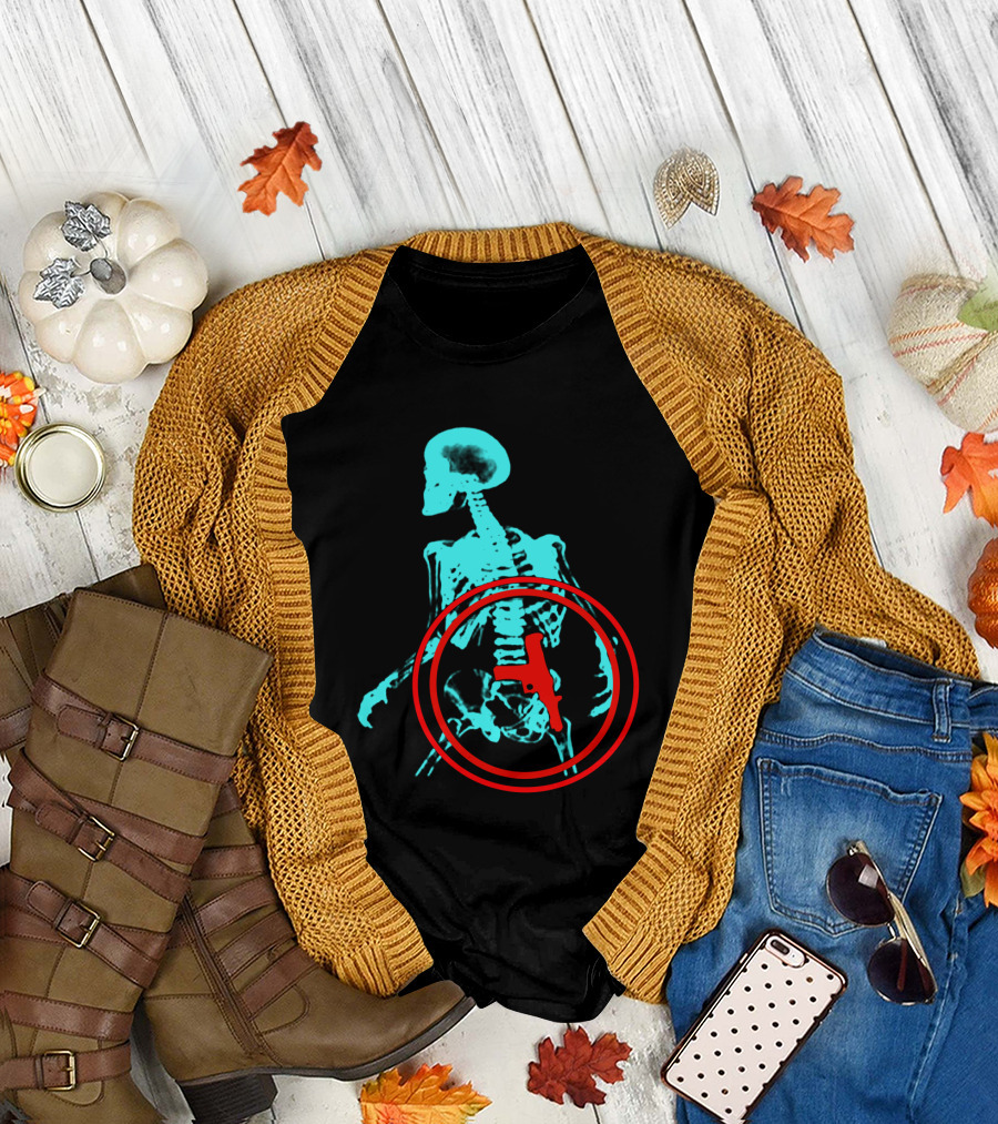 Total Recall X-Ray Skeleton with Gun T-Shirt