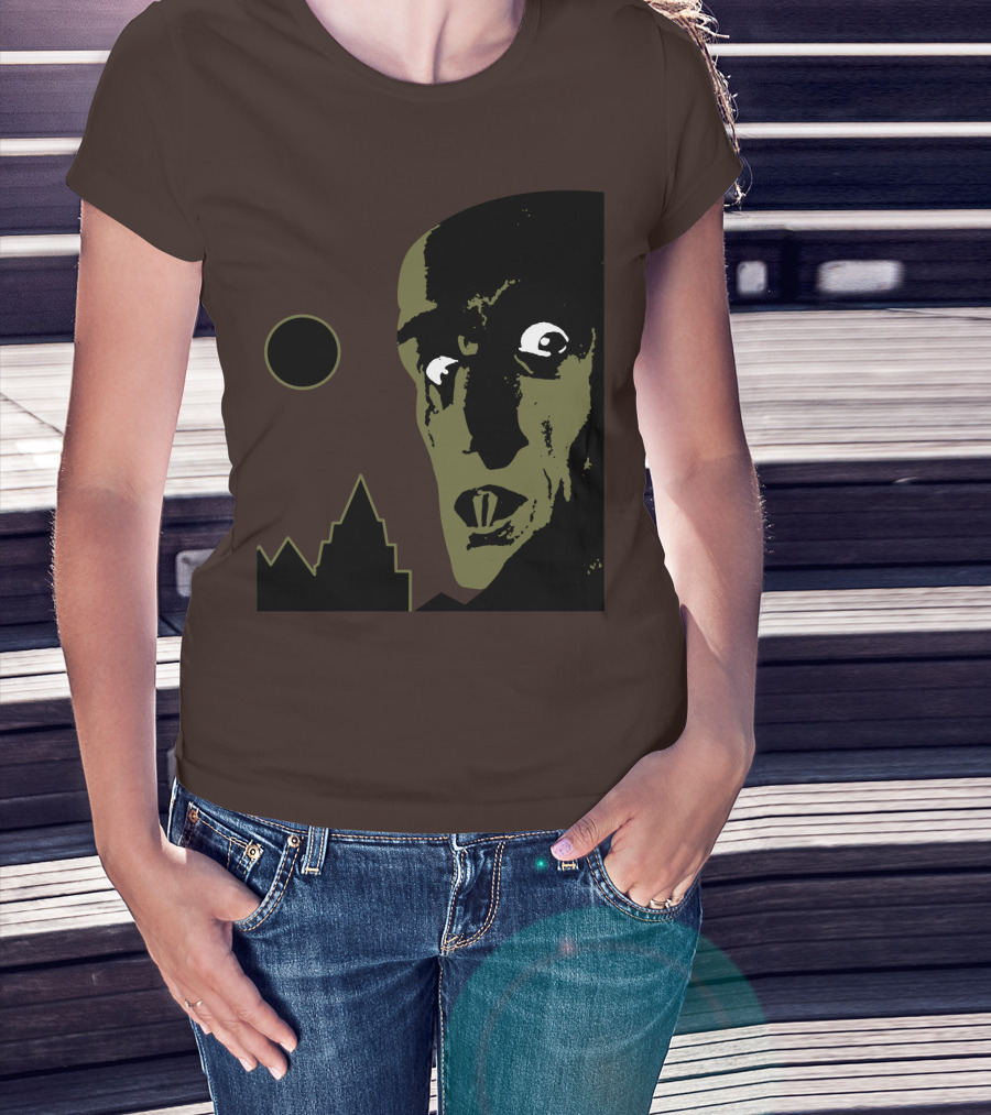Nosferatu The Vampyre 1979 Iconic Horror Vampire Portrait With Castle And Moon T-Shirt