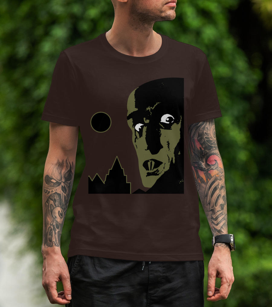 Nosferatu The Vampyre 1979 Iconic Horror Vampire Portrait With Castle And Moon T-Shirt