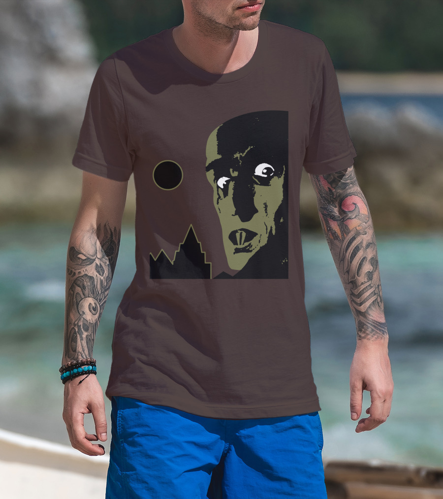 Nosferatu The Vampyre 1979 Iconic Horror Vampire Portrait With Castle And Moon T-Shirt