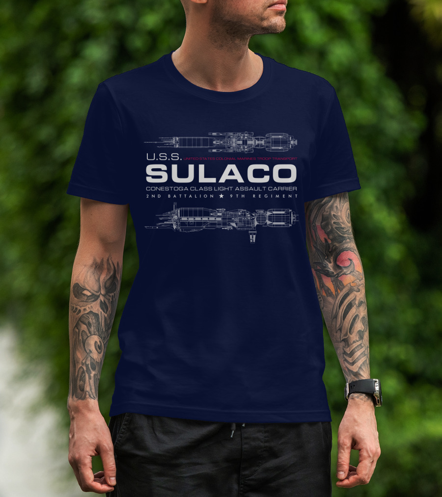 USS Sulaco United States Colonial Marines Troop Transport Conestoga Class Light Assault Carrier 2nd Battalion 9th Regiment T-Shirt