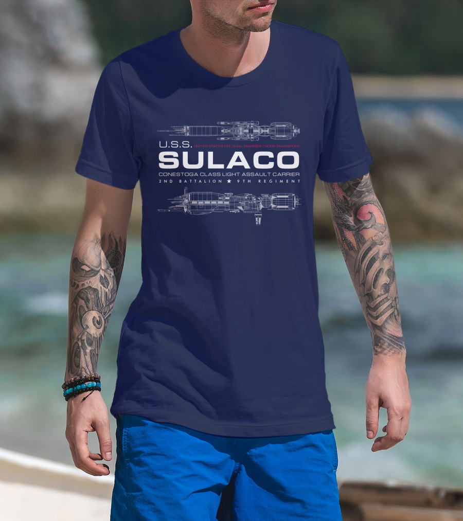 USS Sulaco United States Colonial Marines Troop Transport Conestoga Class Light Assault Carrier 2nd Battalion 9th Regiment T-Shirt