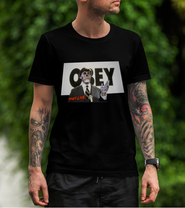 They Live OBEY Sci-Fi Alien Figure T-Shirt
