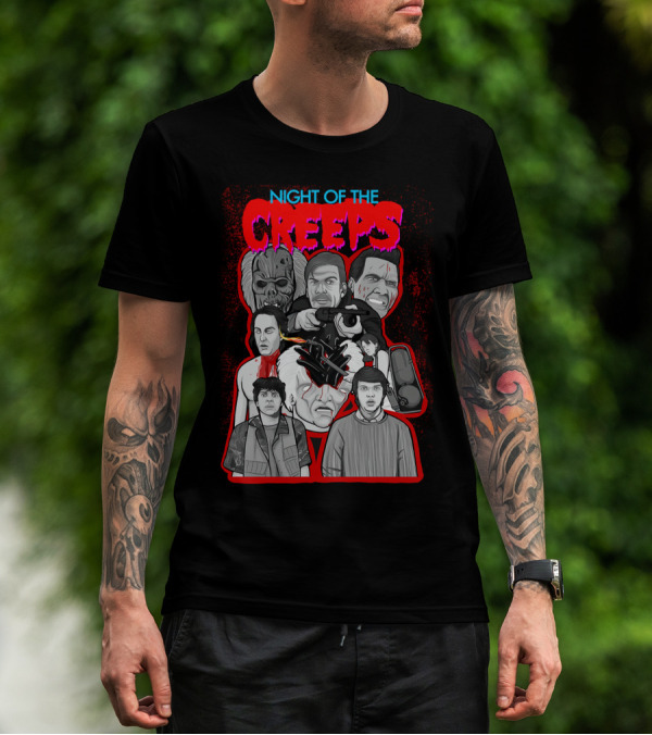 Night Of The Creeps Horror Movie Characters And Weaponry T-Shirt