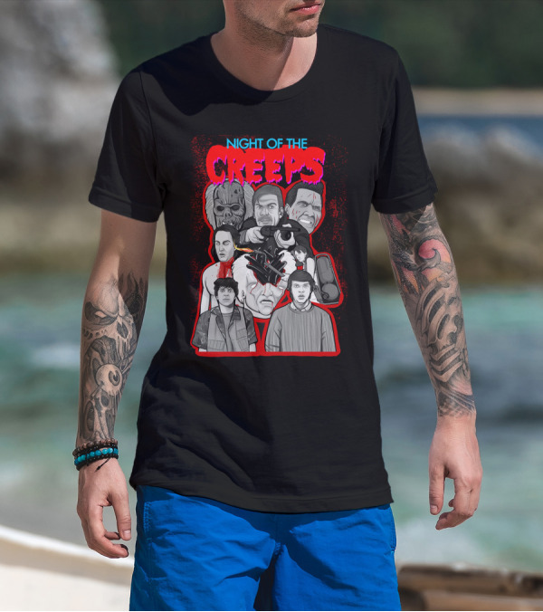 Night Of The Creeps Horror Movie Characters And Weaponry T-Shirt