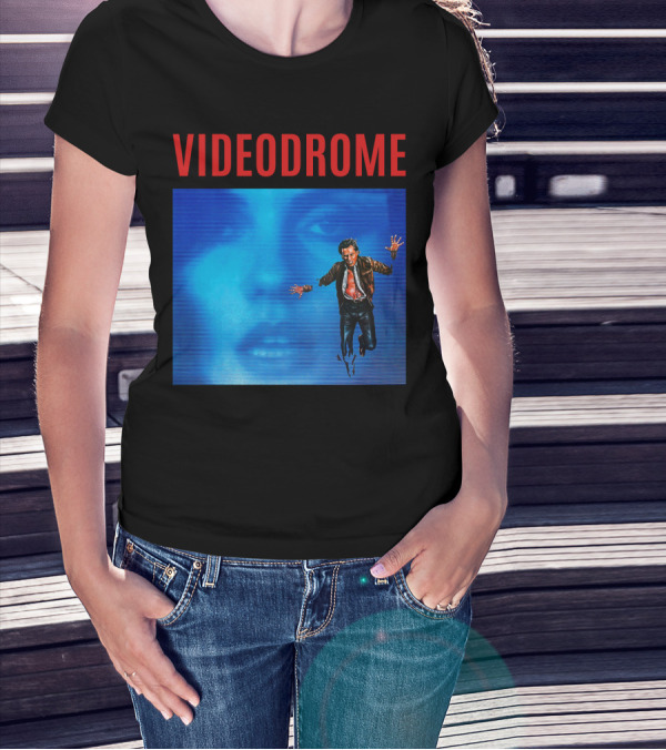 Videodrome Blue Screen Face And Man Jumping T-Shirt