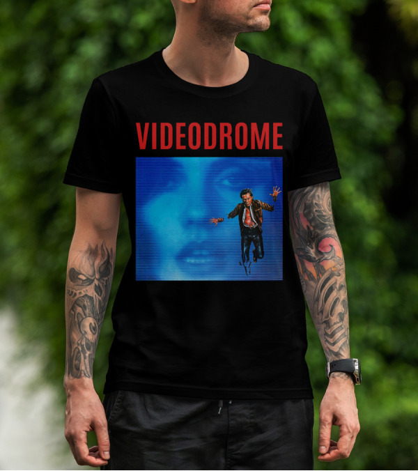 Videodrome Blue Screen Face And Man Jumping T-Shirt