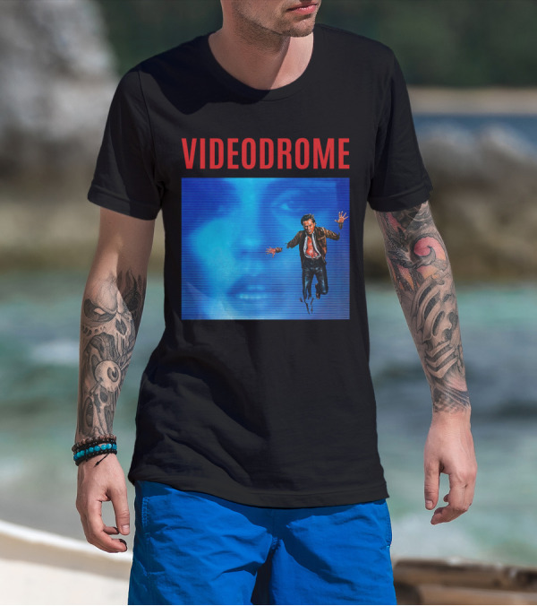 Videodrome Blue Screen Face And Man Jumping T-Shirt