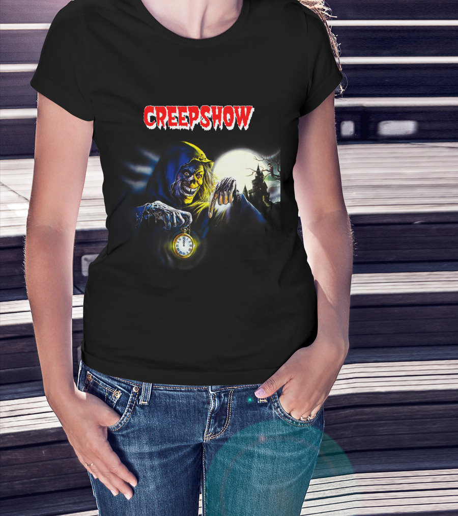 Creepshow Grinning Ghoul With Clock And Haunted Castle T-Shirt