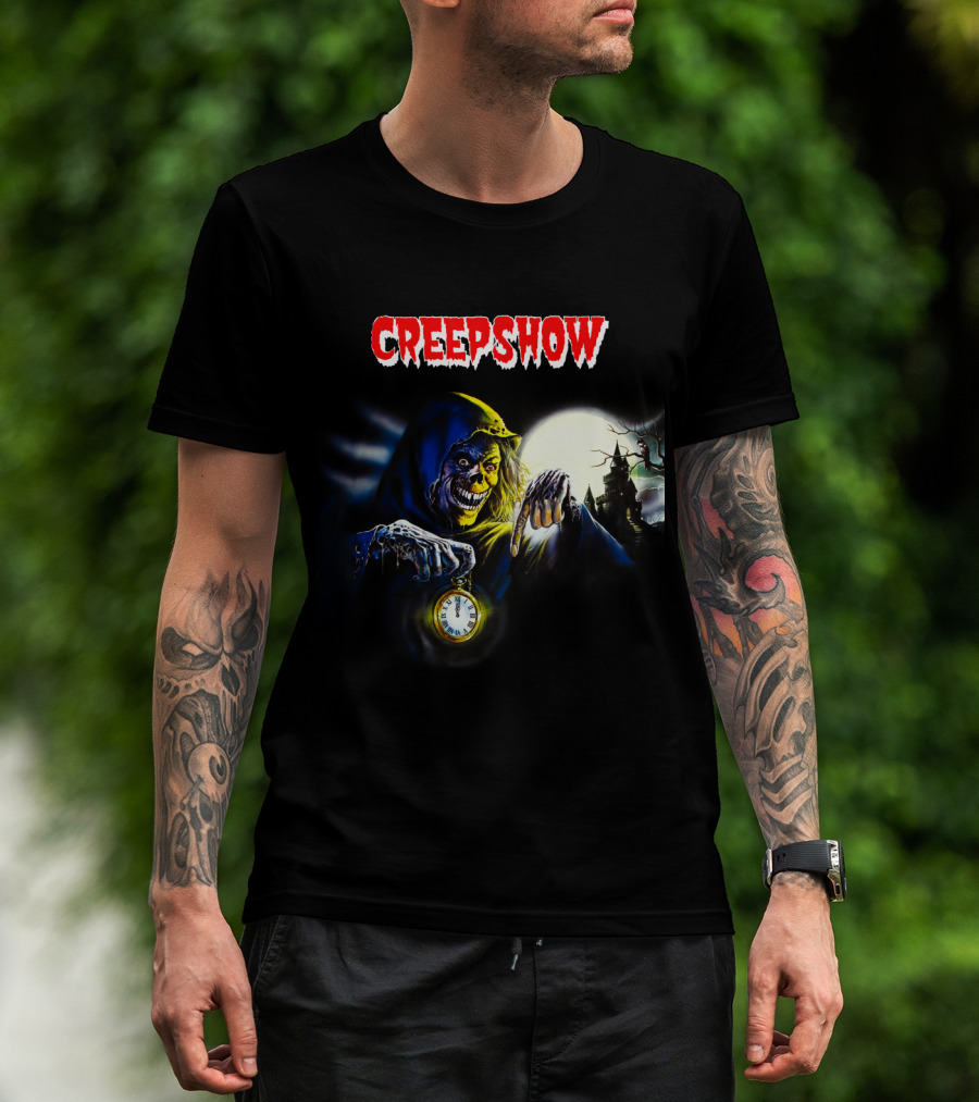 Creepshow Grinning Ghoul With Clock And Haunted Castle T-Shirt