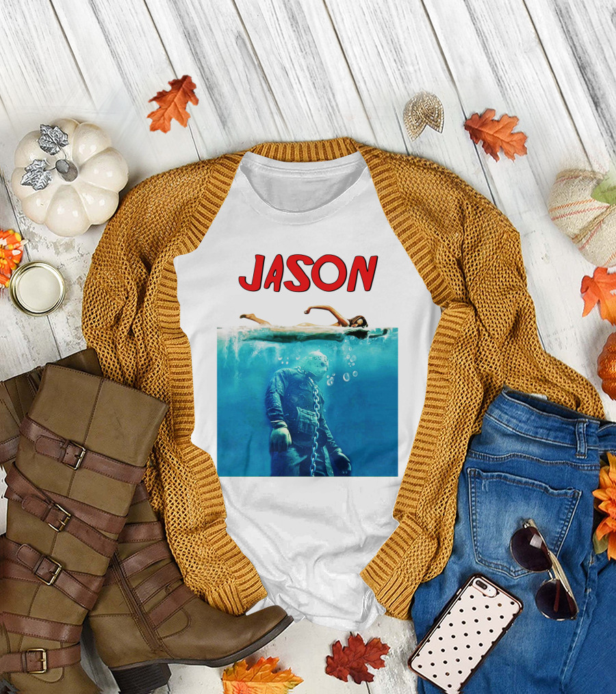 Jaws Jason Voorhees Underwater Horror Mashup T-Shirt