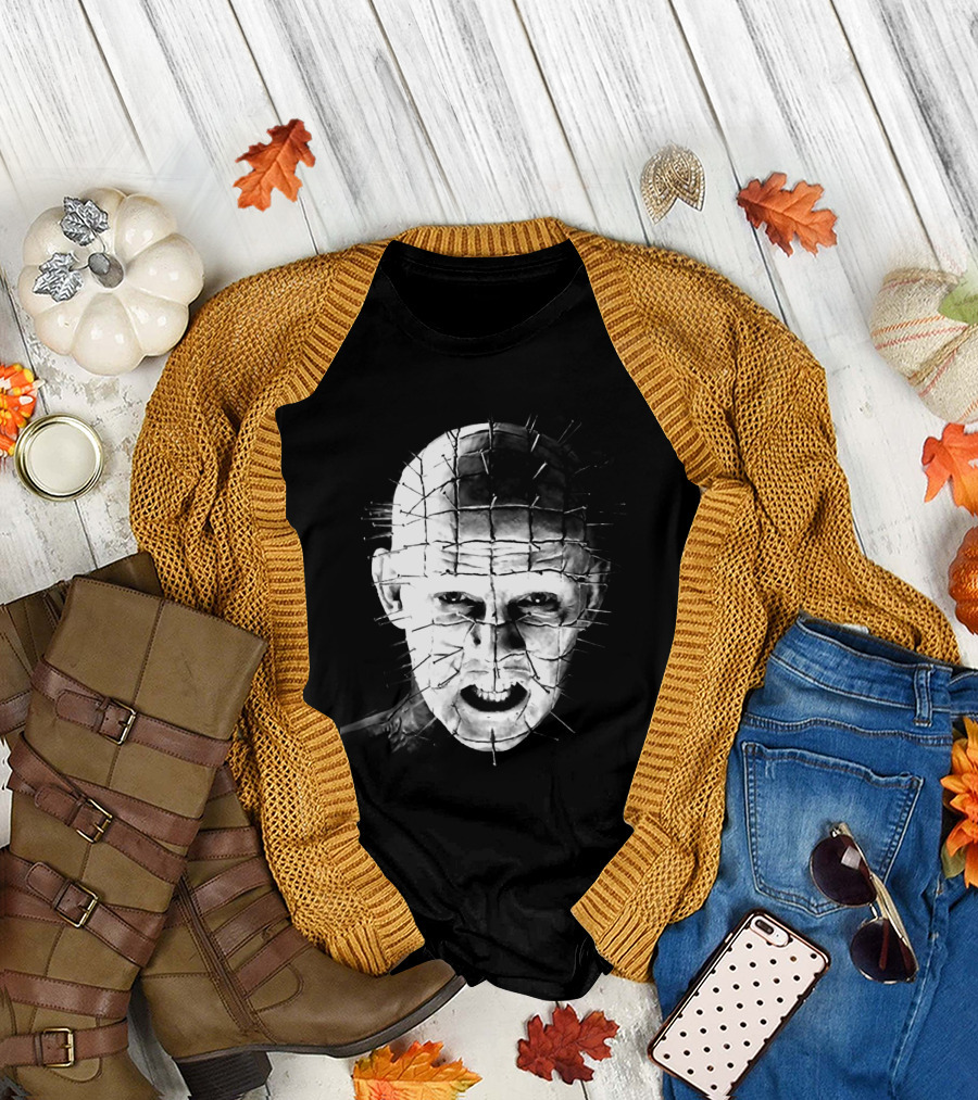 Hellraiser Pinhead Horror Icon Grayscale T-Shirt