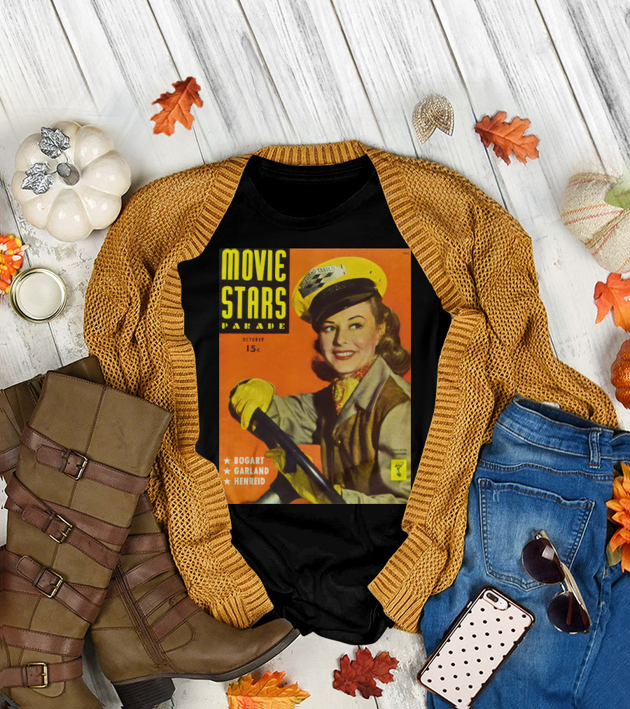 Movie Stars Parade October 15c Bogart Garland Henreid Paulette Goddard (1910) T-Shirt